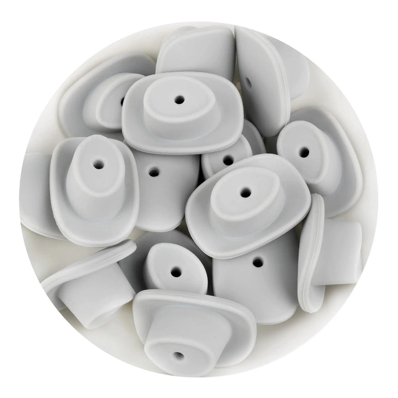 Silicone Focal Bead Cowboy Hat - Light Gray (5 Beads)