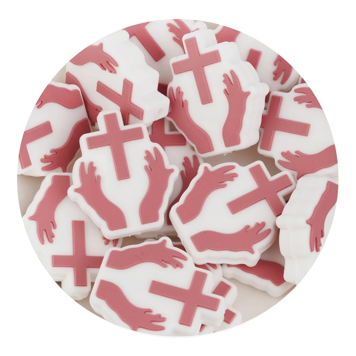 Silicone Focal Bead Cross - Blush (5 Beads)