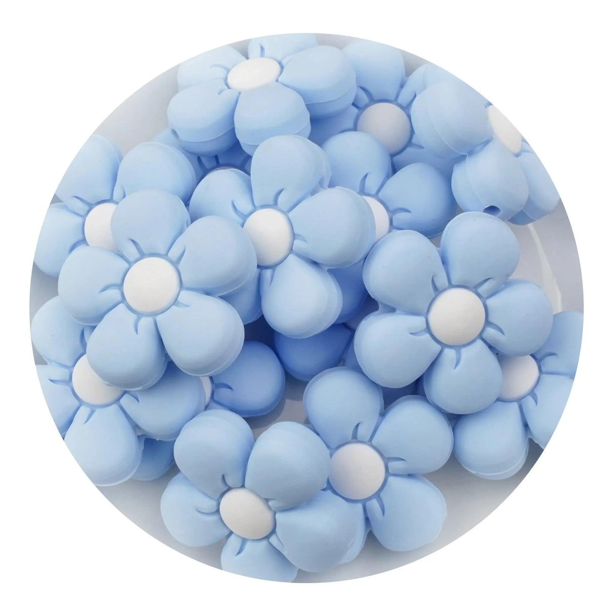 Silicone Focal Bead Daisy - Light Blue (5 Beads)