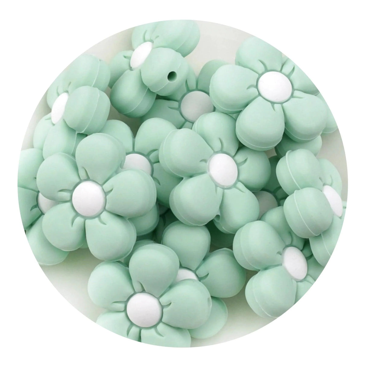 Silicone Focal Bead Daisy - Light Green (5 Beads)