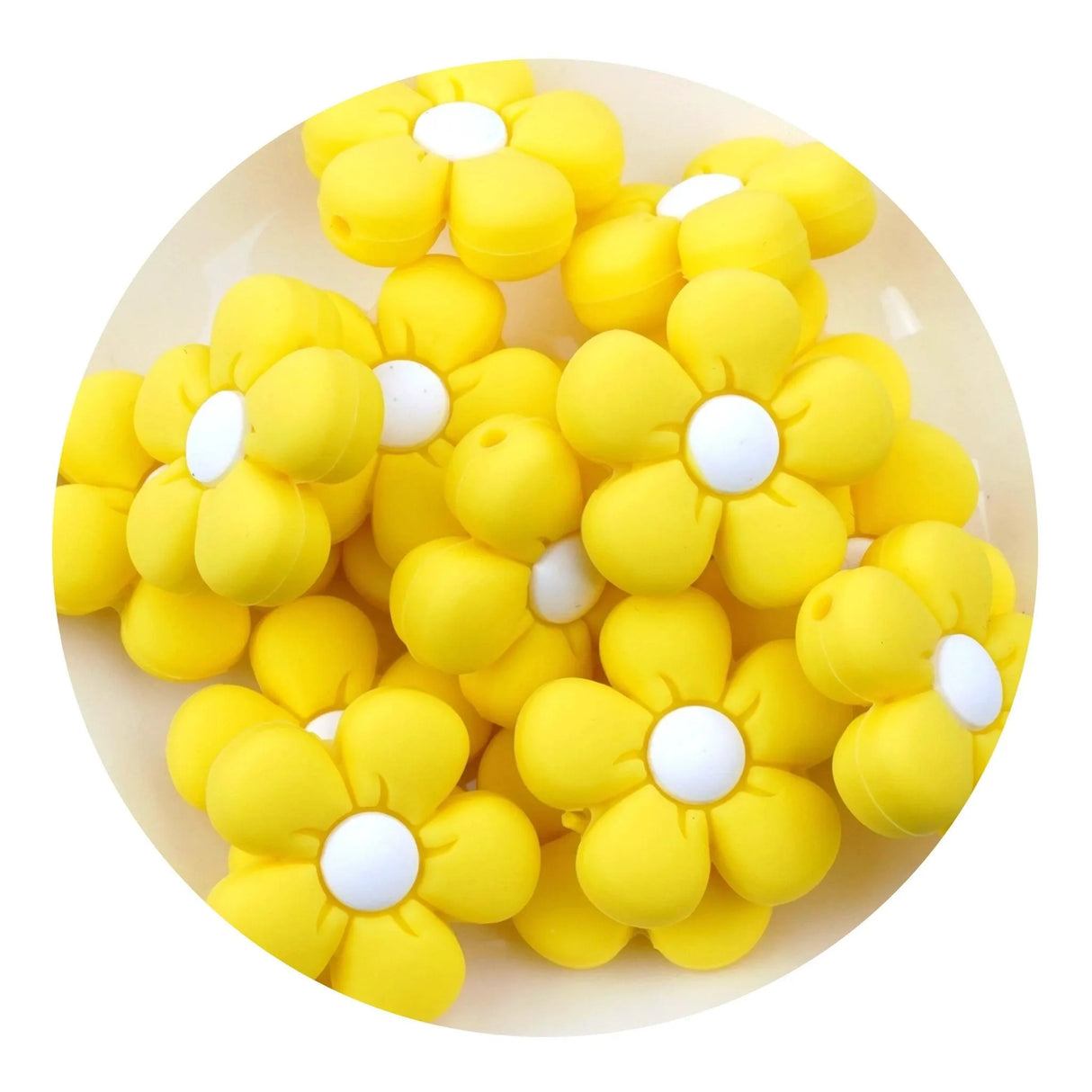 Silicone Focal Bead Daisy - Yellow (5 Beads)