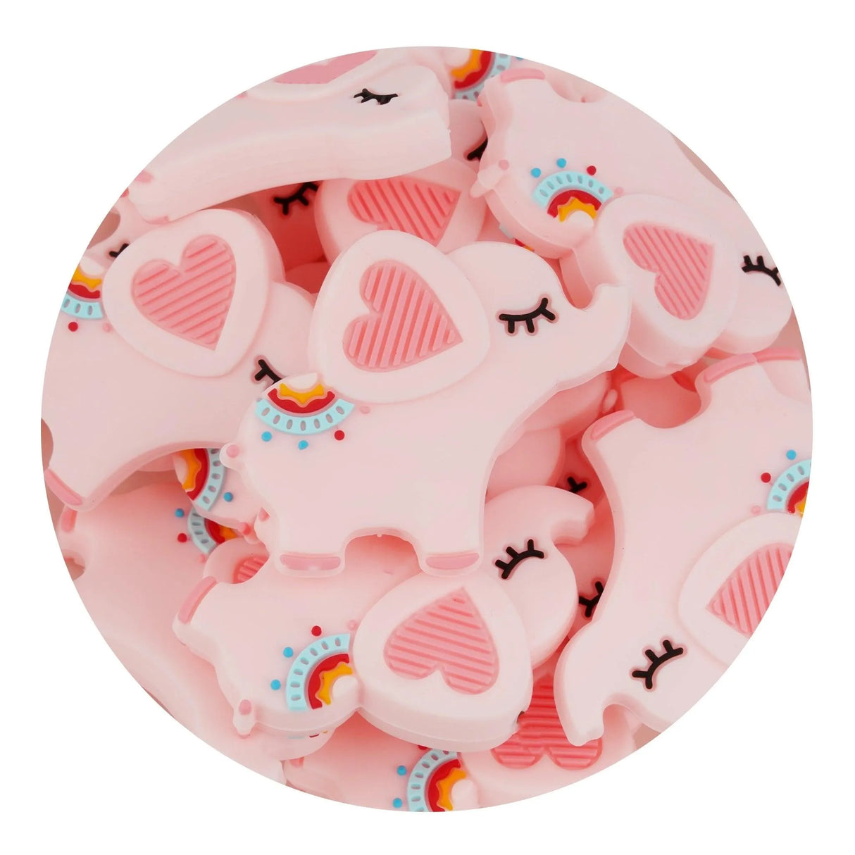 Silicone Focal Bead Elephant - Pink (5 Beads)