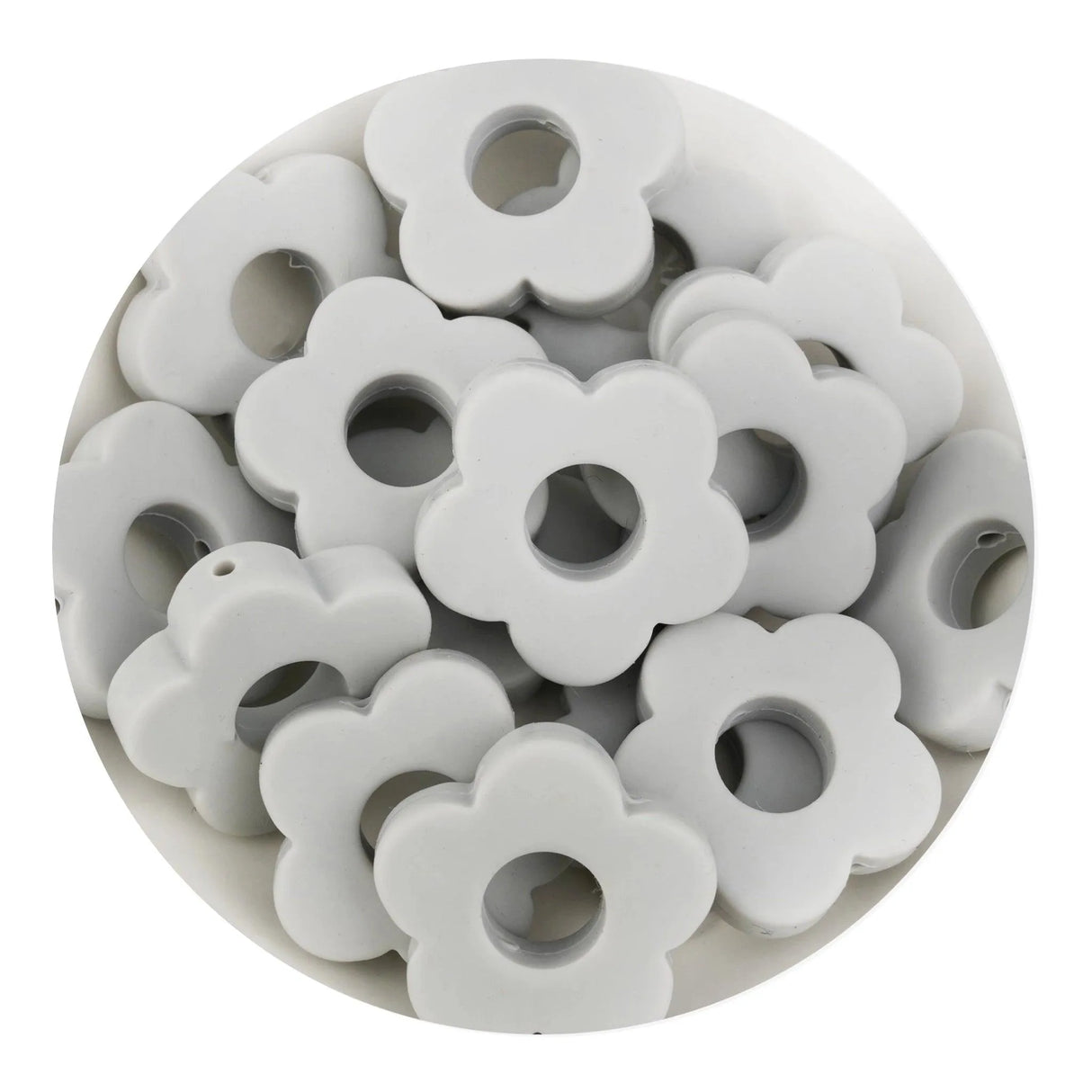 Silicone Focal Bead Flower - Light Gray (5 Beads)