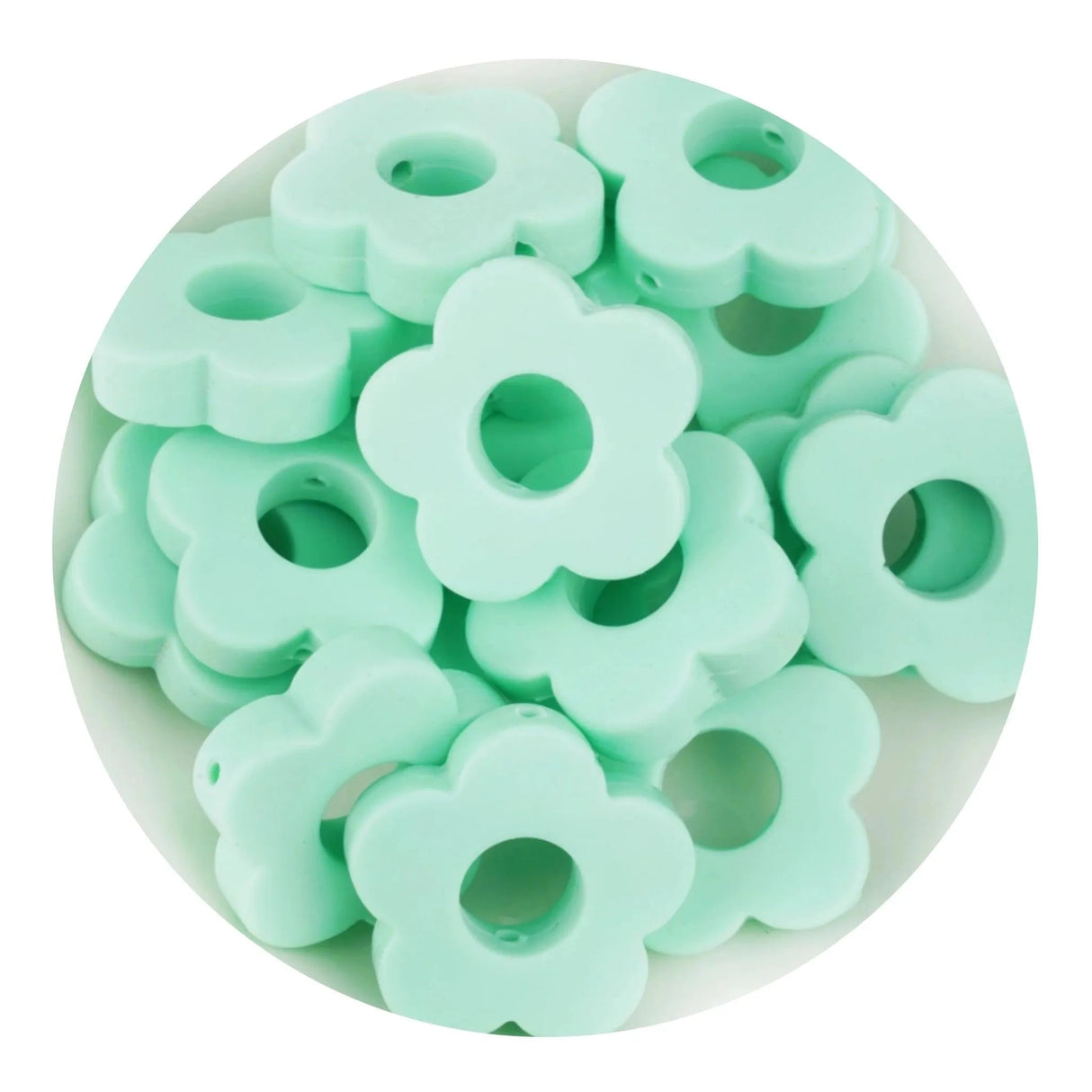 Silicone Focal Bead Flower - Mint (5 Beads)