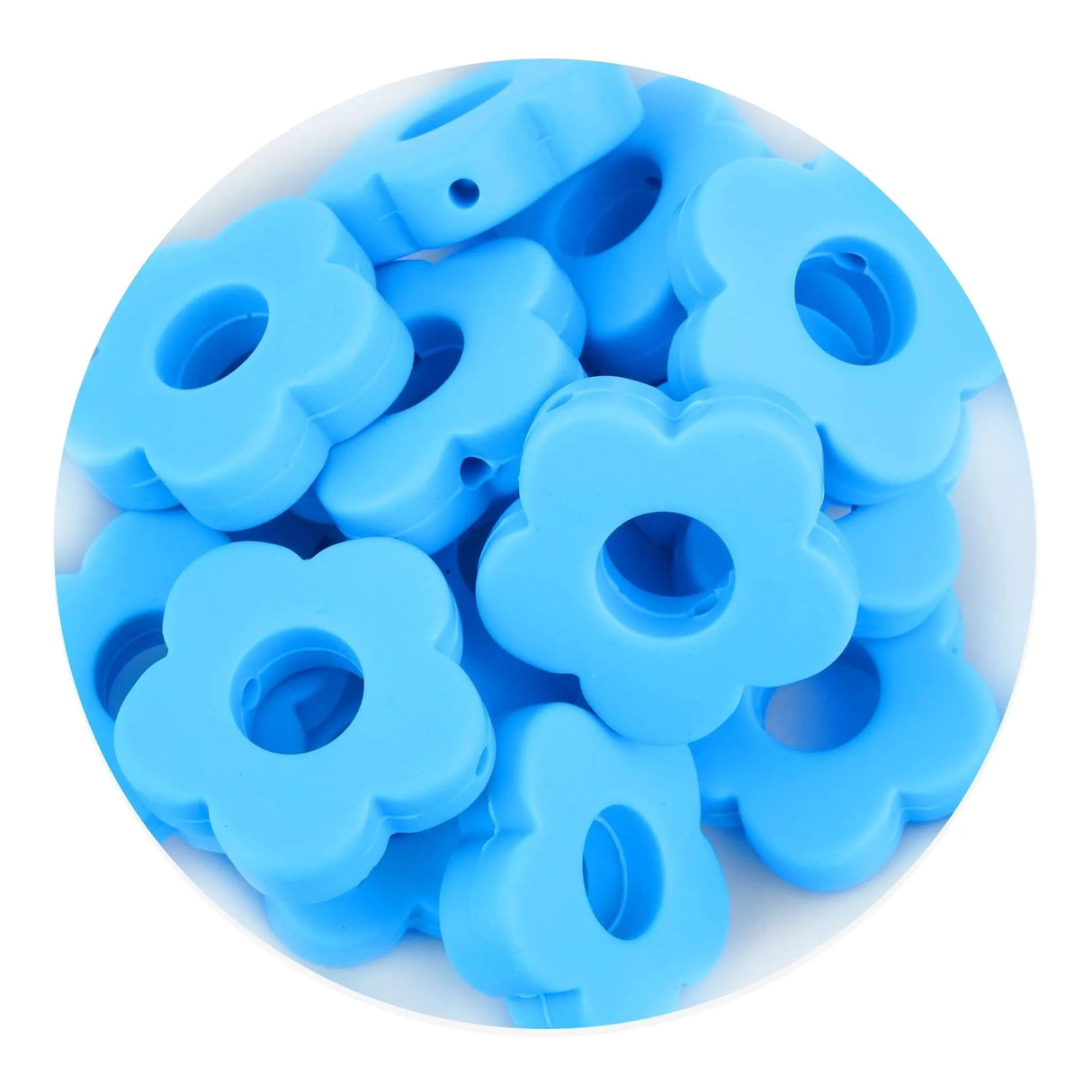 Silicone Focal Bead Flower - Sky Blue (5 Beads)