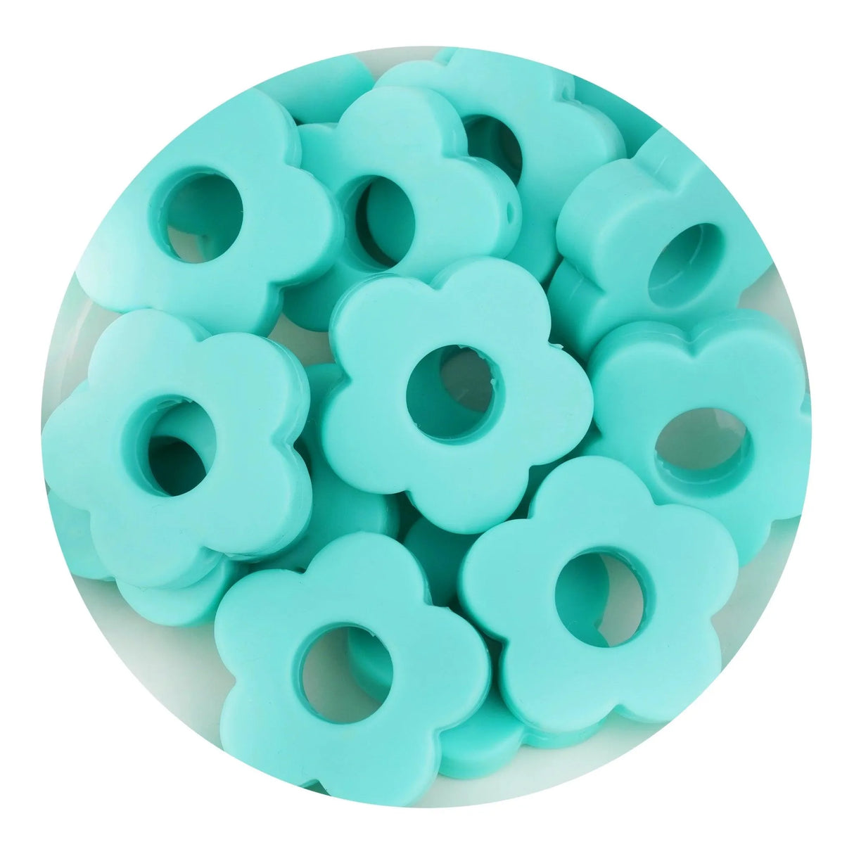 Silicone Focal Bead Flower - Turquoise (5 Beads)