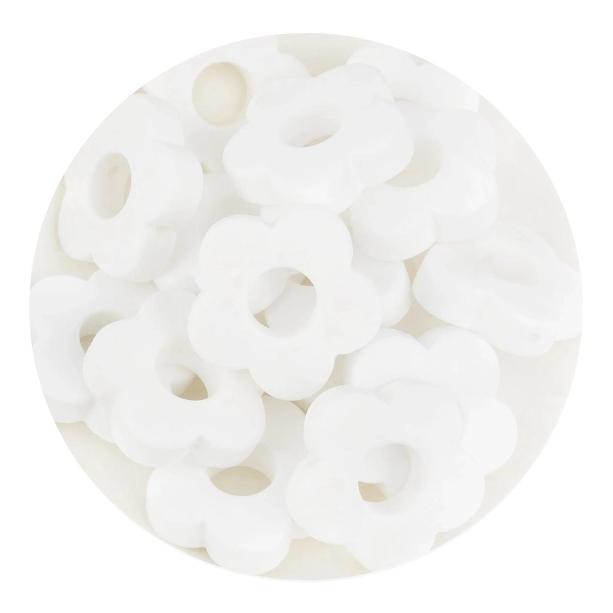 Silicone Focal Bead Flower - White (5 Beads)