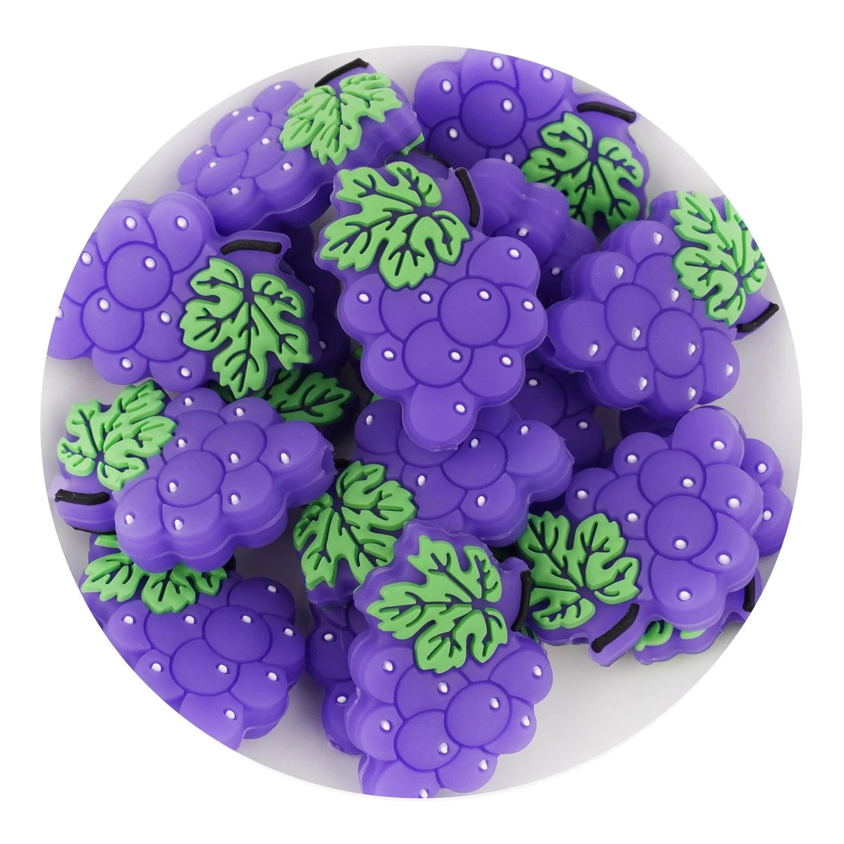 Silicone Focal Bead Grape - Purple (5 Beads)