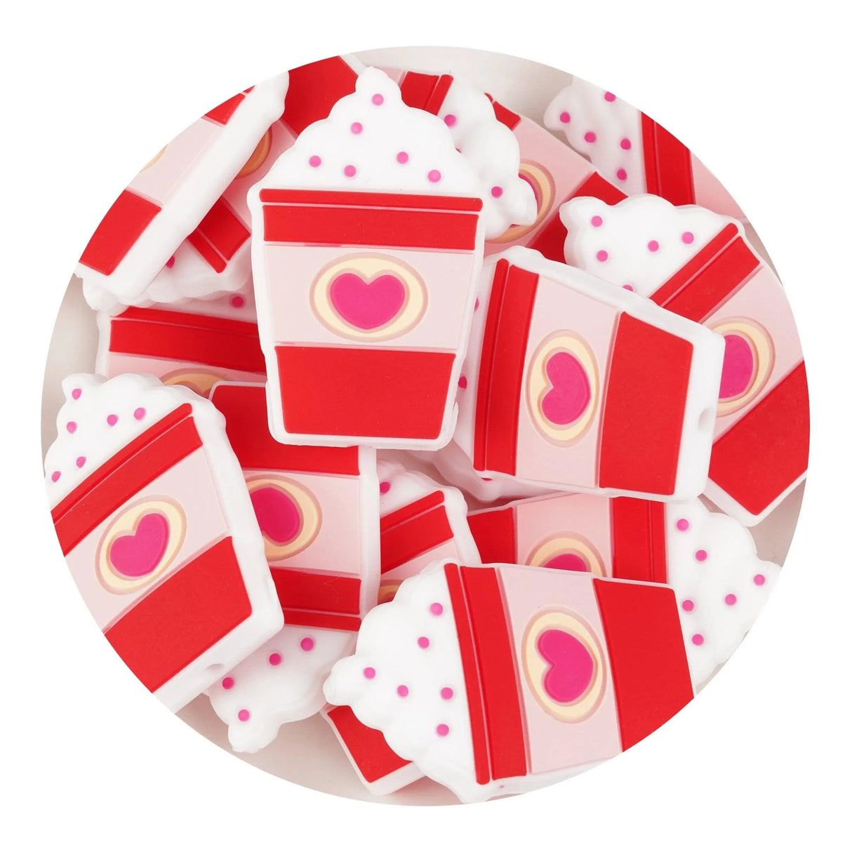 Silicone Focal Bead Heart Drink (5 Beads)