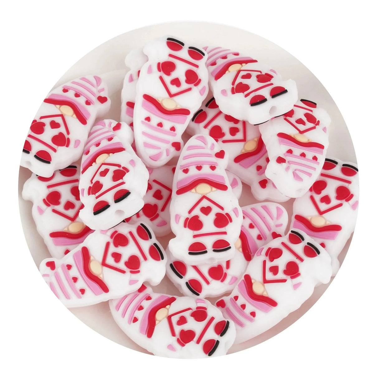Silicone Focal Bead Heart Gnome (5 Beads)