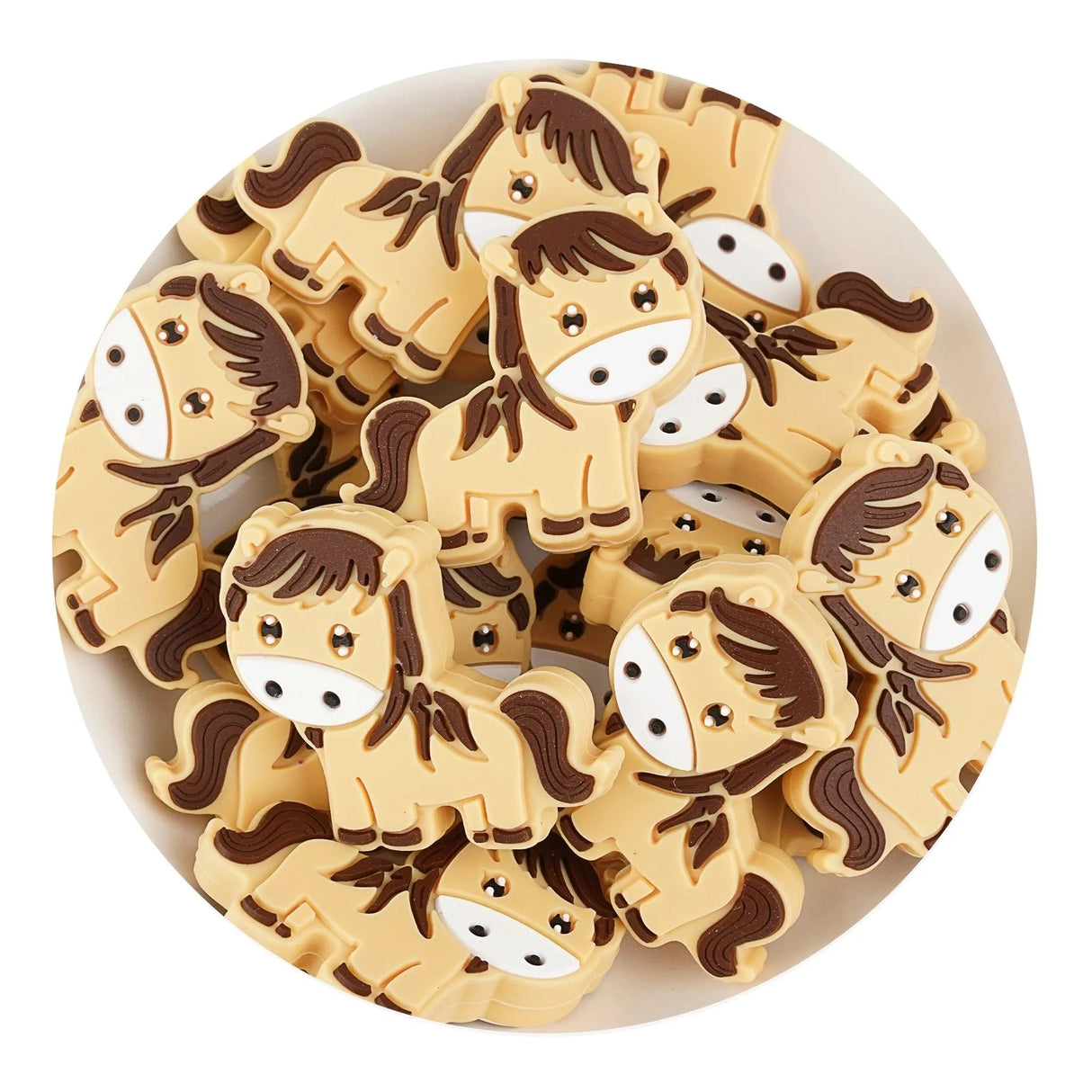 Silicone Focal Bead Horse - Brown (5 Beads)