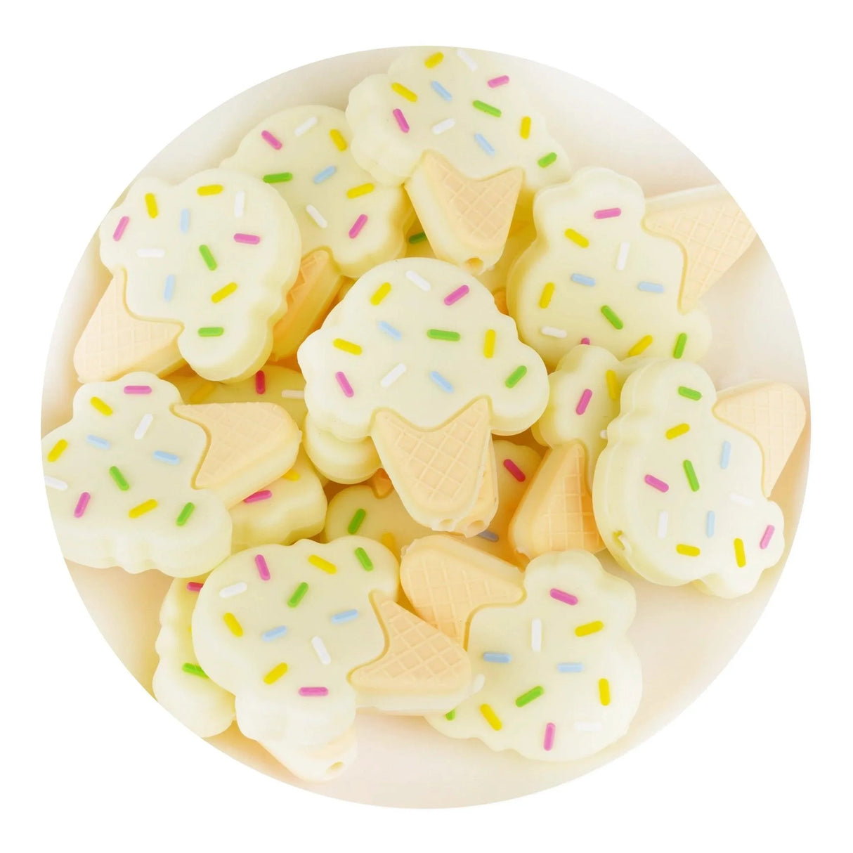 Silicone Focal Bead Ice Cream - Cream Yellow (5 Beads)