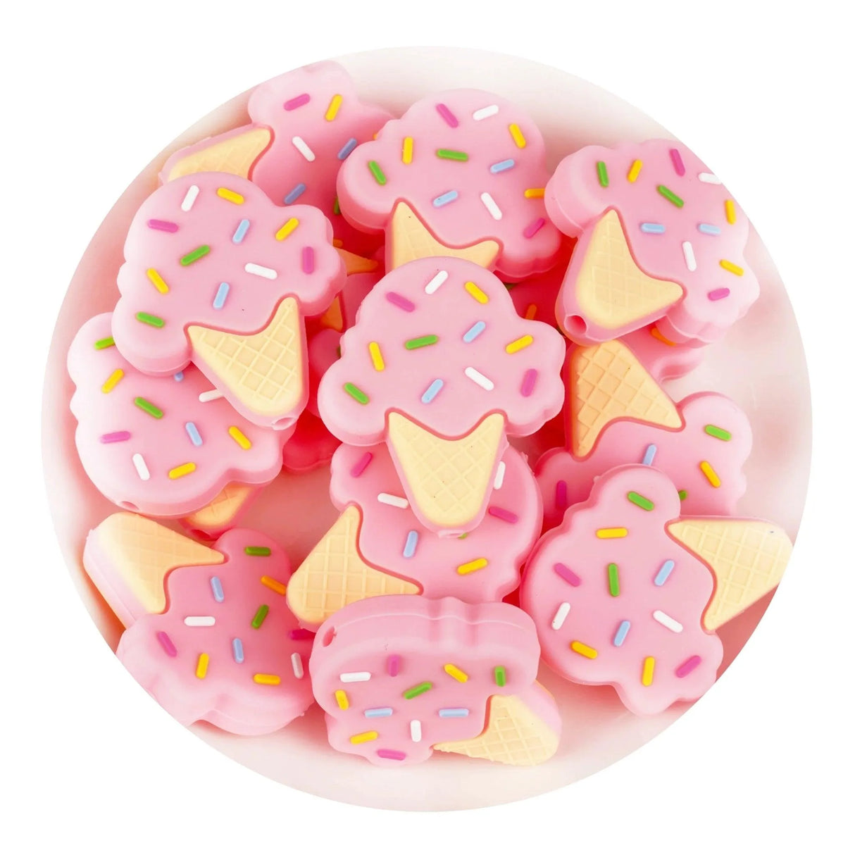 Silicone Focal Bead Ice Cream - Pink (5 Beads)