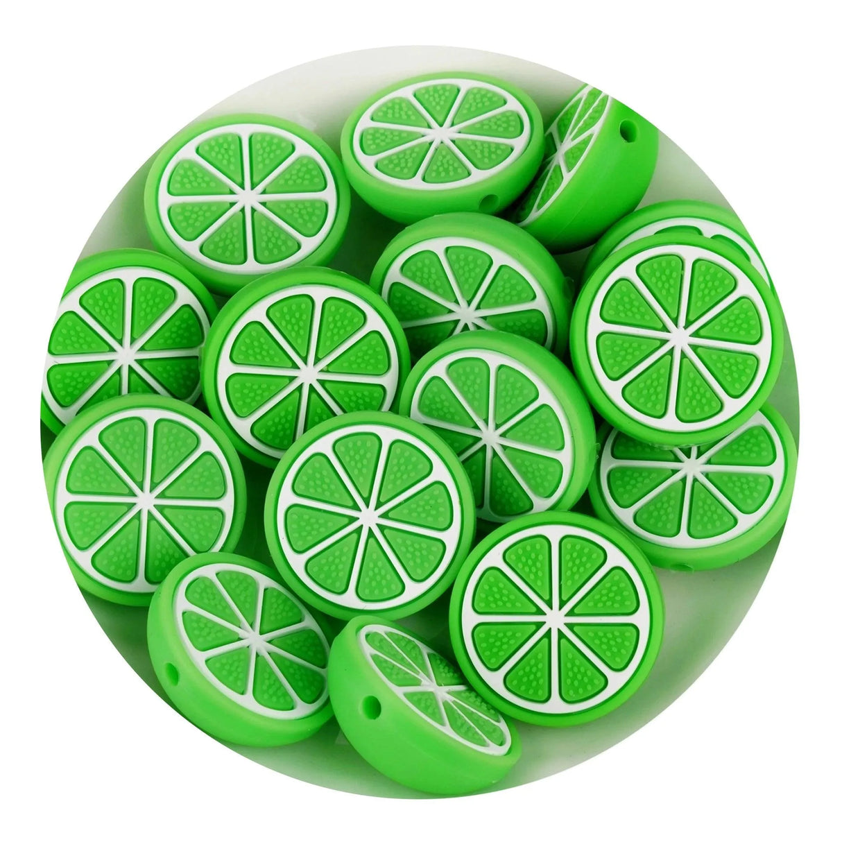 Silicone Focal Bead Lemon - Green (5 Beads)