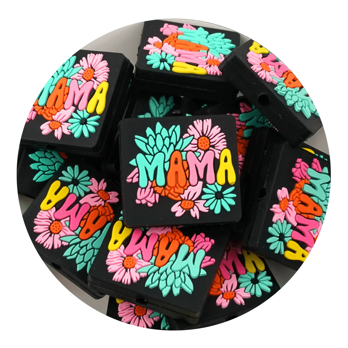 Silicone Focal Bead - Mama Square (5 Beads)