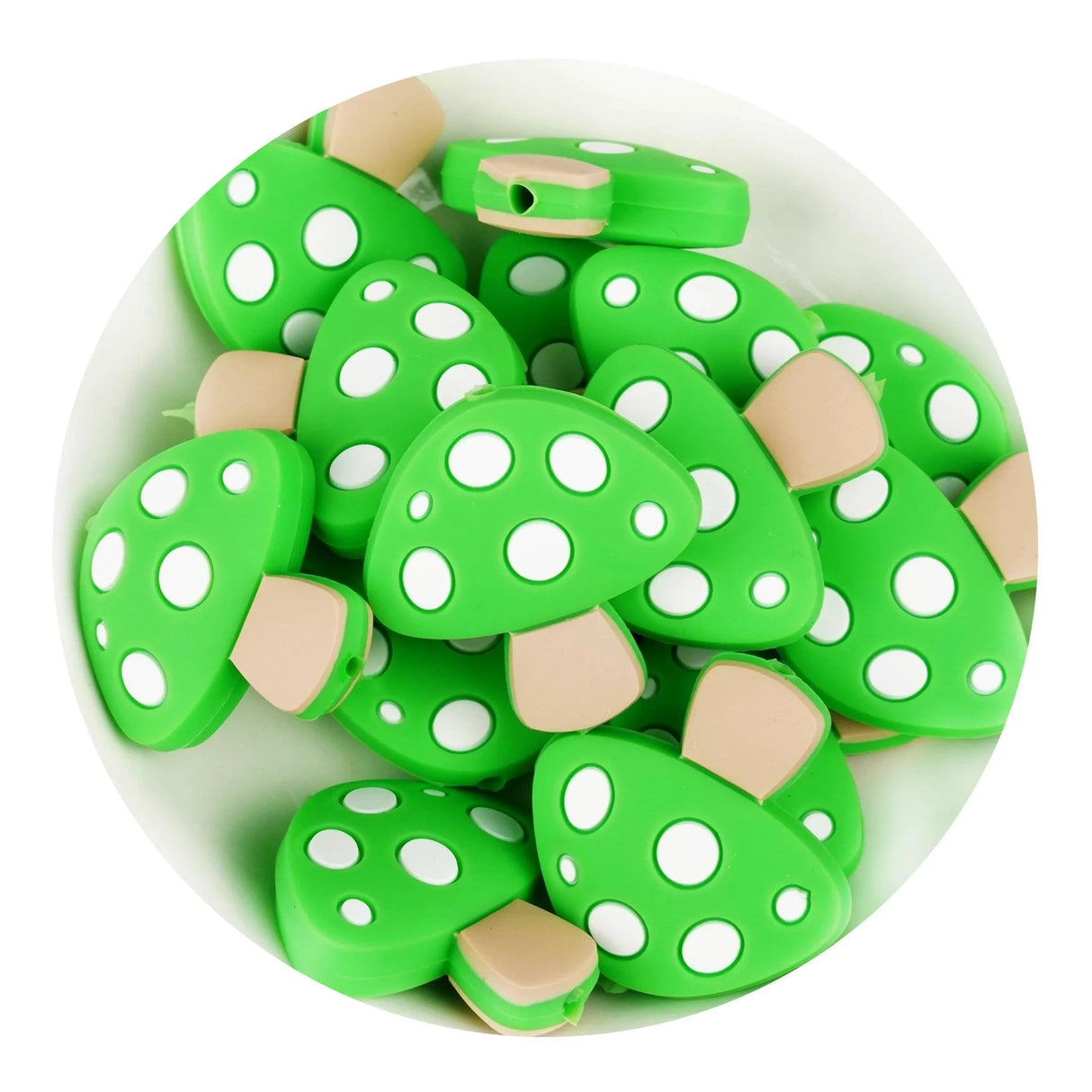 Silicone Focal Bead Mushroom - Green (5 Beads)