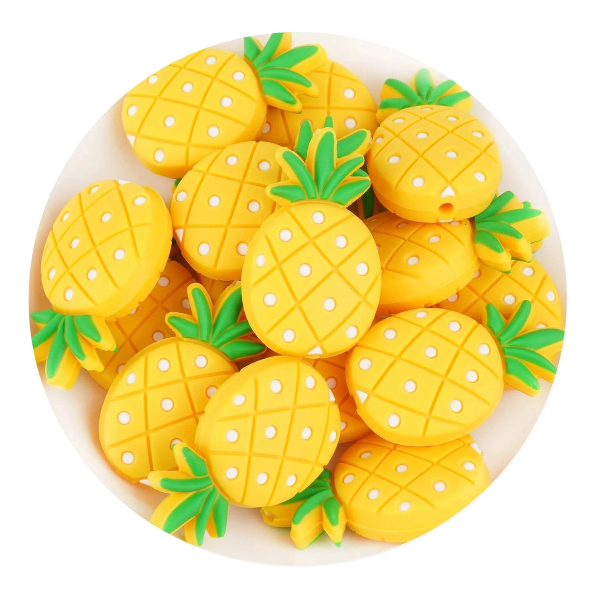 Silicone Focal Bead Pineapple - Yellow (5 Beads)