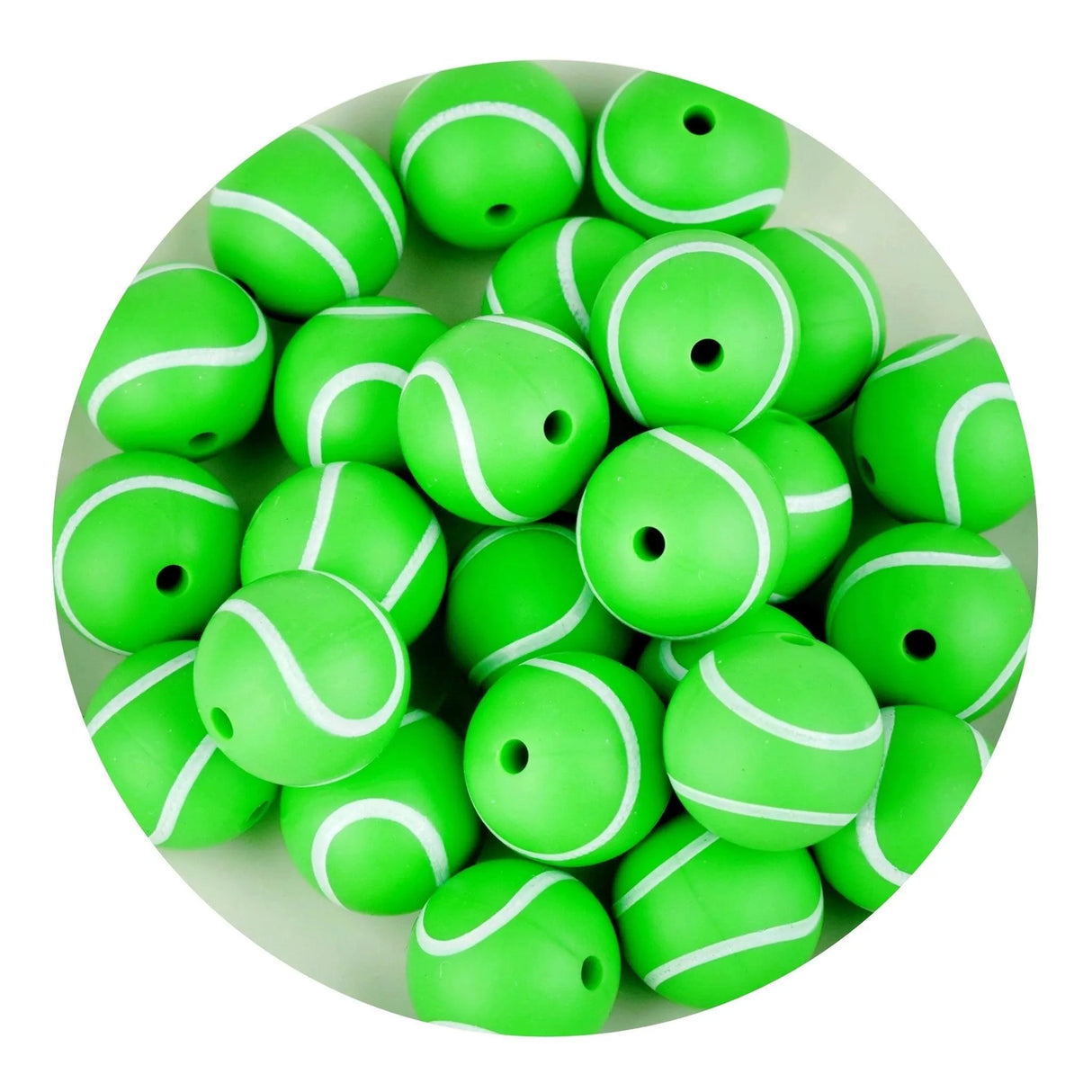 Silicone Focal Bead Round Tennis - Green (5 Beads - 12mm)