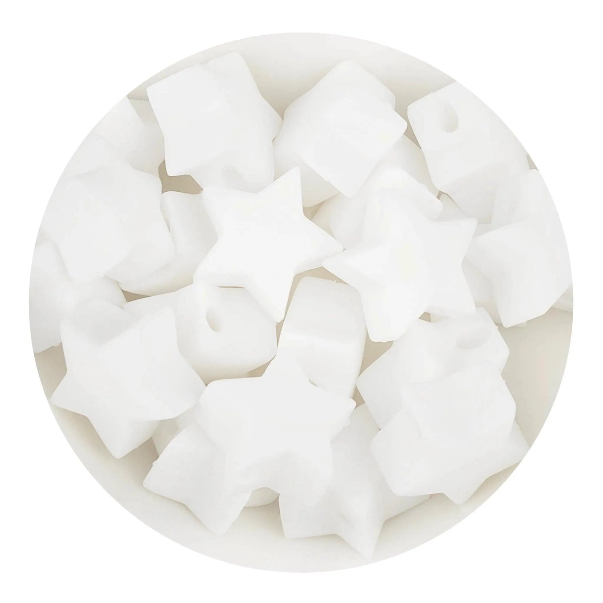 Silicone Focal Bead Star - White (5 Beads)