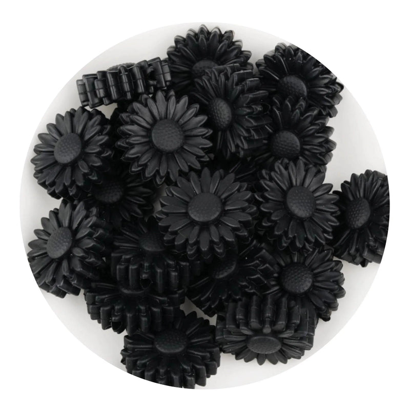 Silicone Focal Bead Sunflower - Black (5 Beads)