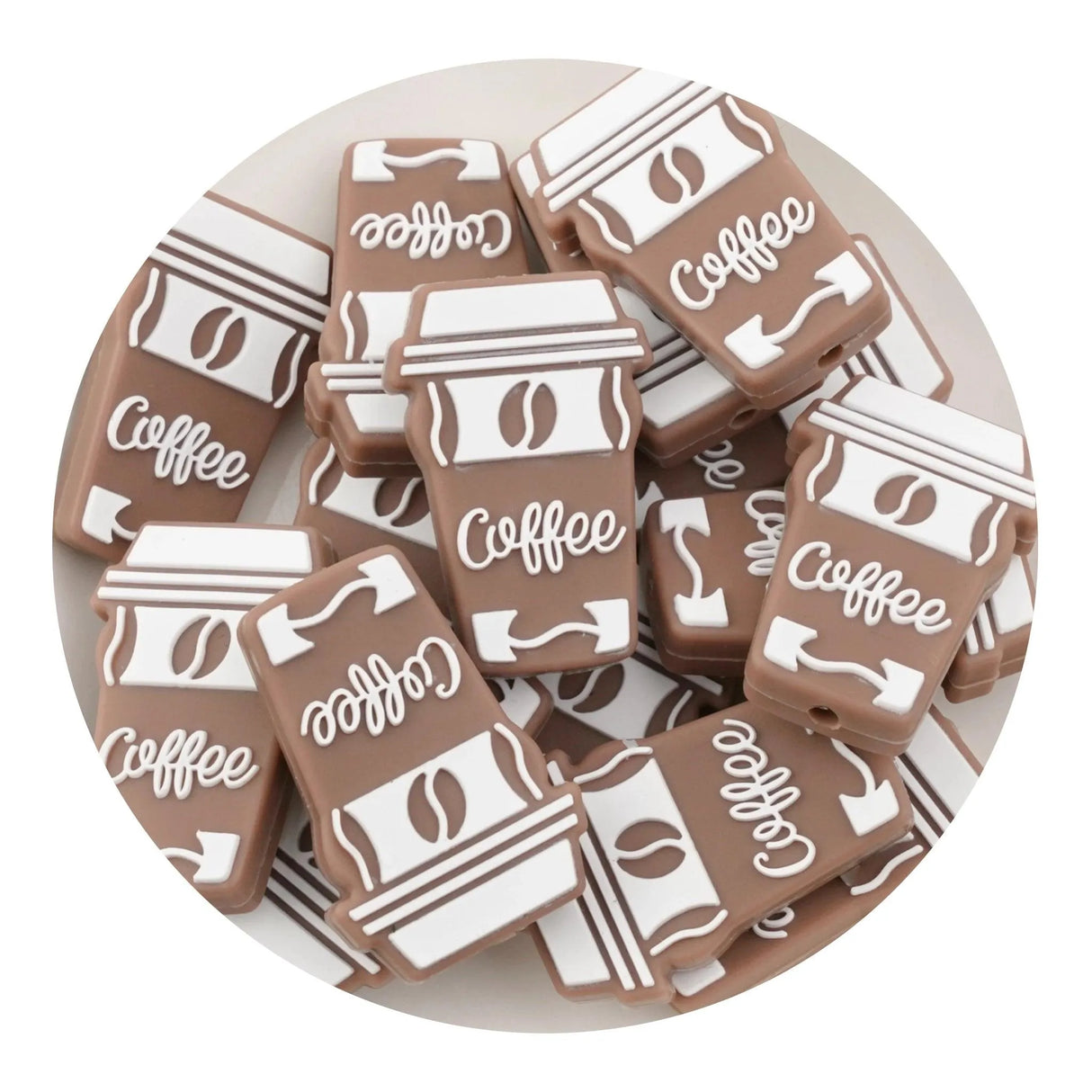 Silicone Focal Bead - Travel Coffee Cup (5 Beads)