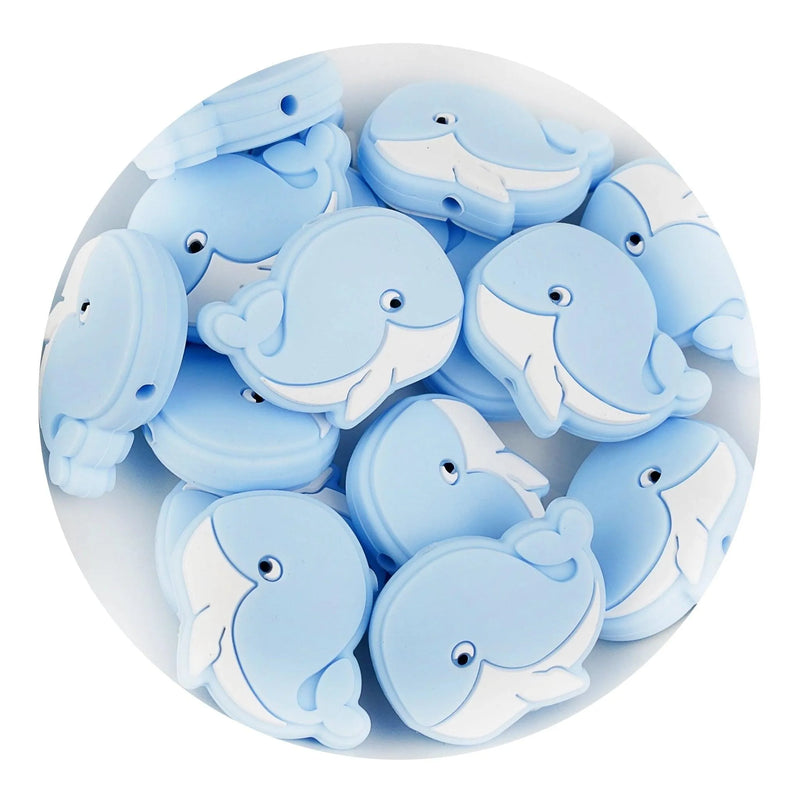 Silicone Focal Bead Whale - Pastel Blue (5 Beads)