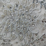 Beaded Sequined Lace Fabric - Embroidered 100 Percent Polyester Net Mesh, Gold, Ivory, Silver, White, 52" Width (1 Yard)