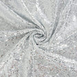 Silver Sequin Glitter Embroidery Fabric - Silver Sequin, Glitter Embroidery, 1 Yard