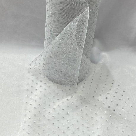 Sparkling Tulle Ribbon Roll Polyester Fabric - Gold/Silver Glitter, 6" Width, 10 Yards