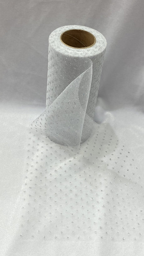 25 Yard Silver or Gold Sparkling Glitter Tulle Ribbon Roll for Wedding Party Decoration 6 inch Width