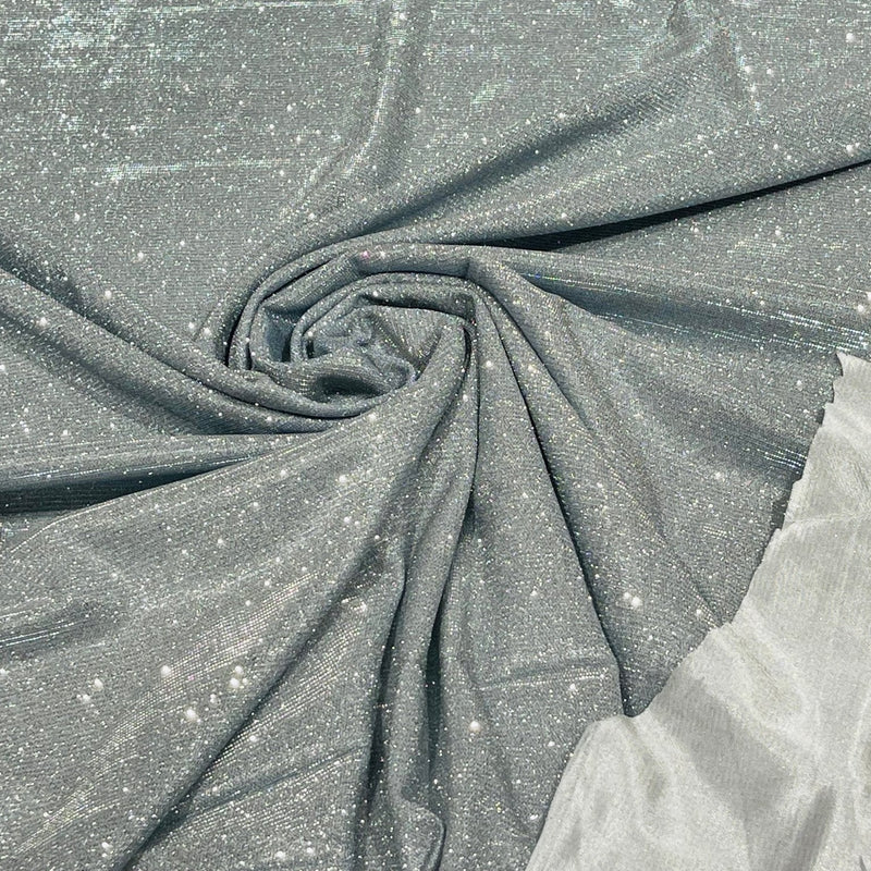 Silver Moon Shadow Shimmer Glitter Fabric - Silver, Full Glitter Covered, 58/60" Width (1 Yard)