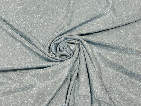 Silver Moon Shadow Shimmer Glitter Fabric - Silver, Full Glitter Covered, 58/60" Width (1 Yard)