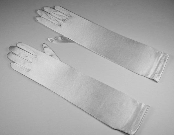 Silver Bridal Satin Gloves Elbow Length Formal 12 Pairs
