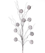 33” Glitter Silver Dollar/Twig Spray Silver