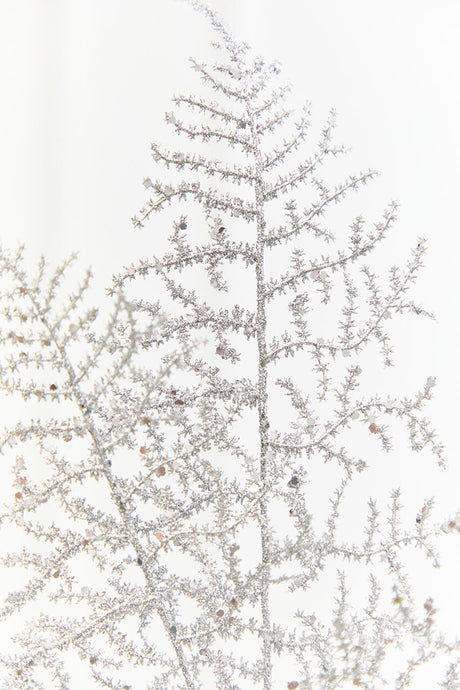 35" Silver Glitter Fern Spray