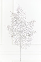 35" Silver Glitter Fern Spray