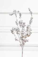 18” Silver Platinum Dew Berry Christmas Spray