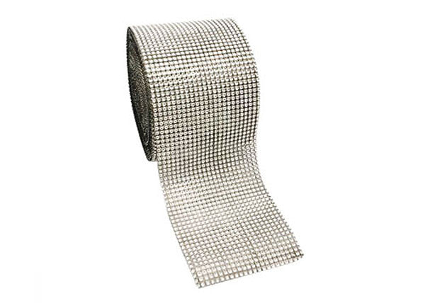 4.5" x 10 yards 24 Rows Silver Diamond Mesh Wrap