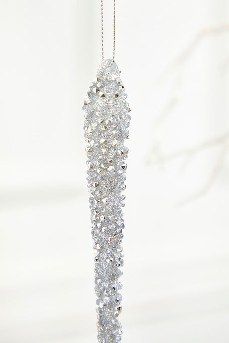 10" Silver Icicle Glass Ornament