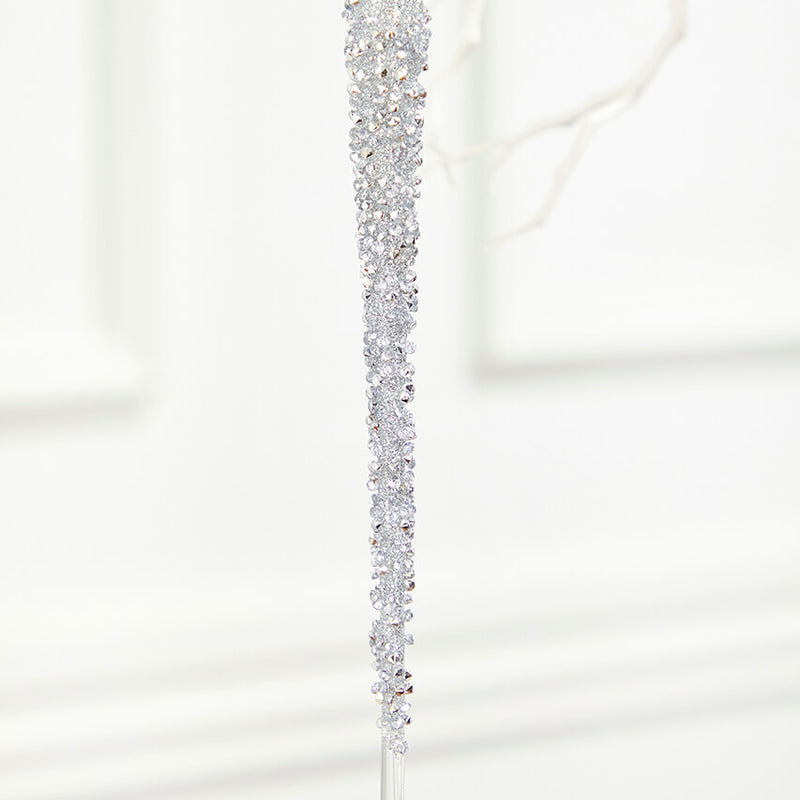 10 Inch Silver Icicle Glass Ornament Decorative Christmas Hanging Ornament