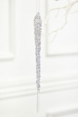 10 Inch Silver Icicle Glass Ornament Decorative Christmas Hanging Ornament