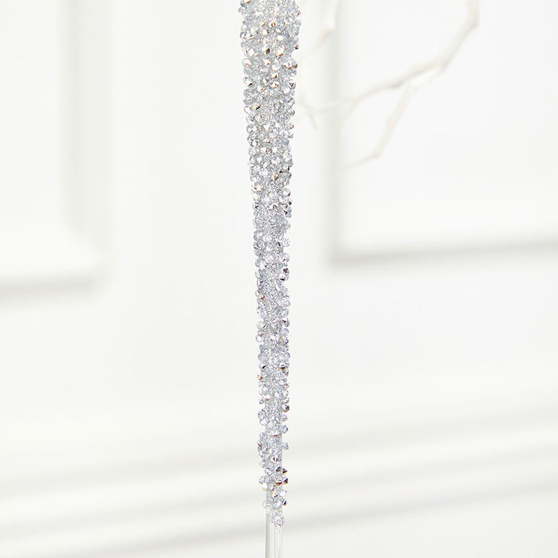 10" Silver Icicle Glass Ornament