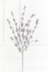 26" Silver Glitter Berries Spray