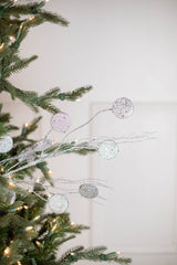 33” Glitter Silver Dollar/Twig Spray Silver