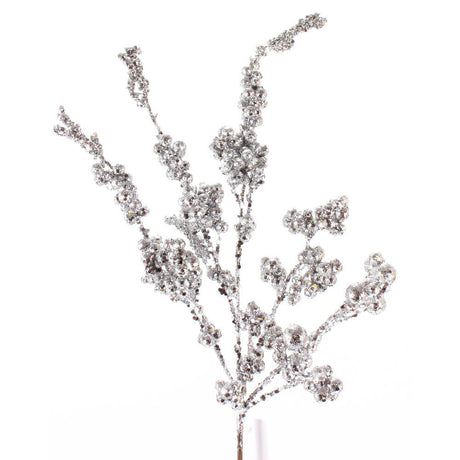 18” Silver Glitter Dew Berry Spray