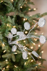 33 Inch Glitter Silver Dollar & Twig Spray – Silver Decorative Christmas Floral Pick