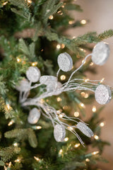 33” Glitter Silver Dollar/Twig Spray Silver