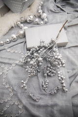 18 Inch Silver Glitter Dewberry Spray