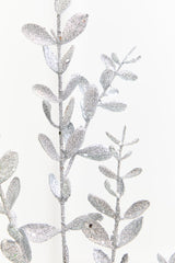 30" Silver Glitter Eucalyptus Spray