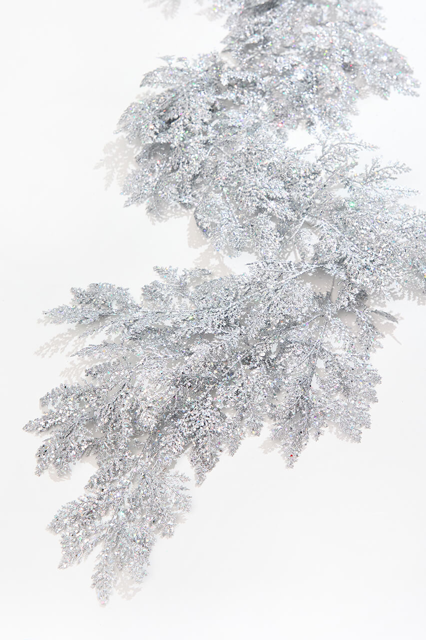 6' Silver Bling Bling Cedar Garland
